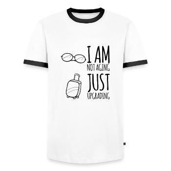 Funny gift idea - Men's Ringer Shirt - white/black - Front - AI Model Female 172 light (172cm) & AI Model Male 178 dark (178cm)
