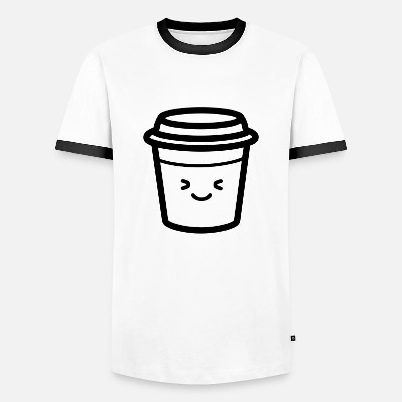 Kaffeebecher - Männer Kontrast-T-Shirt - Weiß/Schwarz