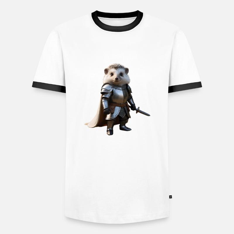 hérisson chevalier épée 2 - T-shirt contrasté Homme - blanc/noir