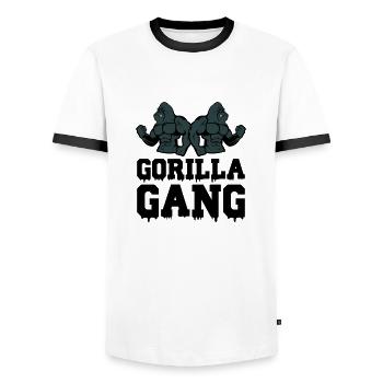 Gorilla Gang - Men's Ringer Shirt - white/black - Front - AI Model Female 172 light (172cm) & AI Model Male 178 dark (178cm)