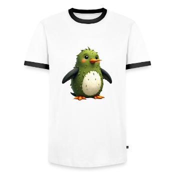 Pesto Pinguin Möchtegern - Männer Kontrast-T-Shirt - Weiß/Schwarz - Vorne - AI Model Female 172 light (172cm) & AI Model Male 178 dark (178cm)