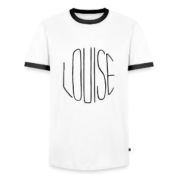 Louise - T-shirt contrasté Homme - blanc/noir - Devant - AI Model Female 172 light (172cm) & AI Model Male 178 dark (178cm)