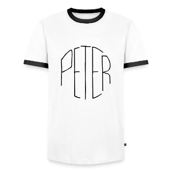 Peter - Männer Kontrast-T-Shirt - Weiß/Schwarz - Vorne - AI Model Female 172 light (172cm) & AI Model Male 178 dark (178cm)