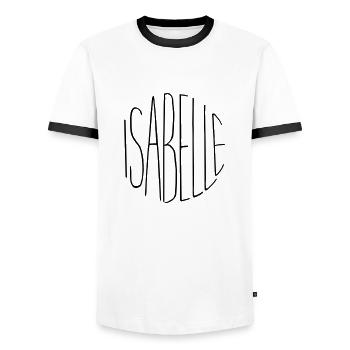 Isabelle - Men's Ringer Shirt - white/black - Front - AI Model Female 172 light (172cm) & AI Model Male 178 dark (178cm)
