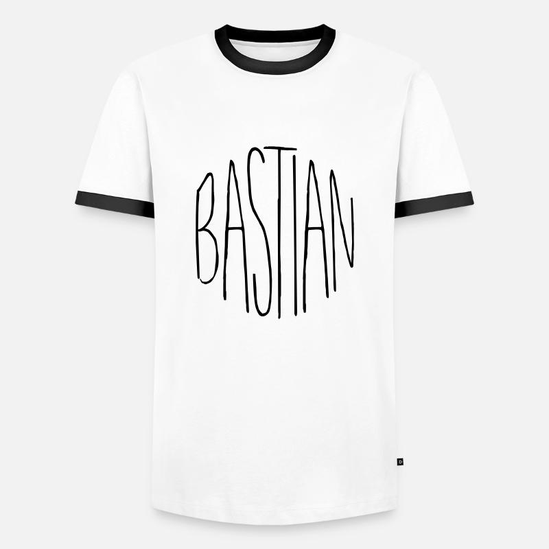 Bastian - Männer Kontrast-T-Shirt - Weiß/Schwarz