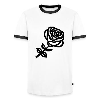 Pink Flower - Men's Ringer Shirt - white/black - Front - AI Model Female 172 light (172cm) & AI Model Male 178 dark (178cm)