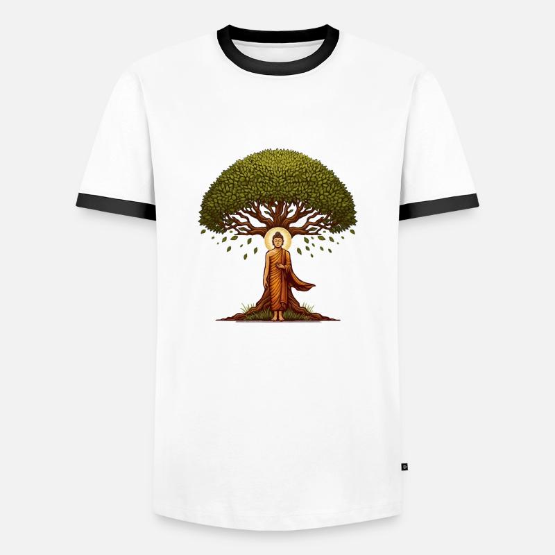 Bodhi tree - Men's Ringer Shirt - white/black