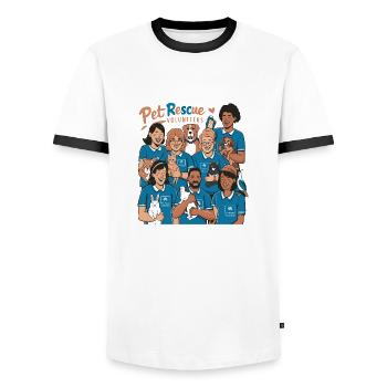 Bénévoles de Second Chance Heroes Pet Rescue - T-shirt contrasté Homme - blanc/noir - Devant - AI Model Female 172 light (172cm) & AI Model Male 178 dark (178cm)