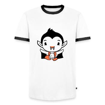 Duck Vampire Halloween Costume Bloodsucker Monster - Men's Ringer Shirt - white/black - Front - AI Model Female 172 light (172cm) & AI Model Male 178 dark (178cm)
