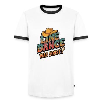 Line Dance Was sonst? Ich bin Line Dancer - Männer Kontrast-T-Shirt - Weiß/Schwarz - Vorne - AI Model Female 172 light (172cm) & AI Model Male 178 dark (178cm)