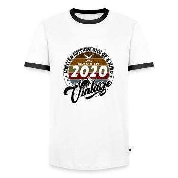 Elegant Vintage: 2020 Retro Geschenk 2020 2025 - Männer Kontrast-T-Shirt - Weiß/Schwarz - Vorne - AI Model Female 172 light (172cm) & AI Model Male 178 dark (178cm)