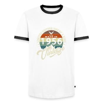 Vintage 1956 Best of 1956 - 69 Year Old Birthday - Men's Ringer Shirt - white/black - Front - AI Model Female 172 light (172cm) & AI Model Male 178 dark (178cm)