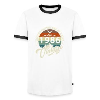 Vintage 1986 meilleur de 1986 - annif 39 ans - T-shirt contrasté Homme - blanc/noir - Devant - AI Model Female 172 light (172cm) & AI Model Male 178 dark (178cm)