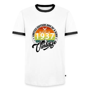 1937 Anniversaire Né en 1937 vintage Rétro. Editio - T-shirt contrasté Homme - blanc/noir - Devant - AI Model Female 172 light (172cm) & AI Model Male 178 dark (178cm)