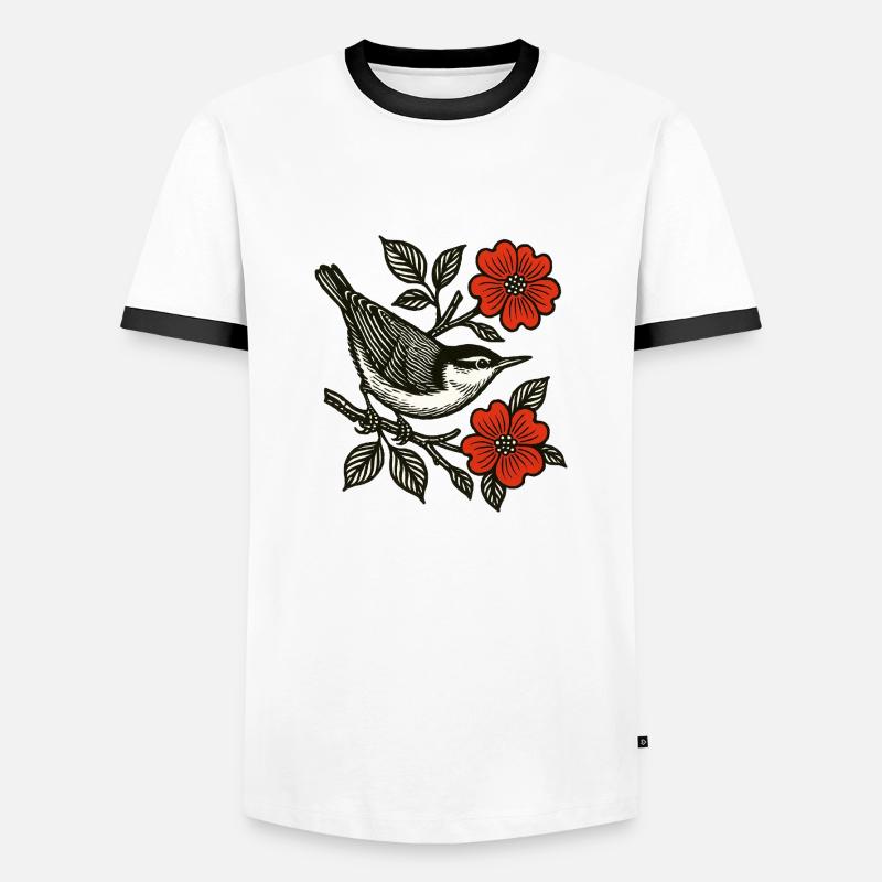 Retro Nuthatch - Men's Ringer Shirt - white/black