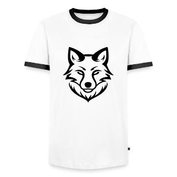 fox - Men's Ringer Shirt - white/black - Front - AI Model Female 172 light (172cm) & AI Model Male 178 dark (178cm)