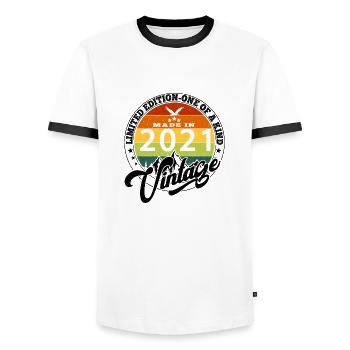 2021 Geburtstag Geboren im Jahr 2021 Vintage Retro. Editio - Männer Kontrast-T-Shirt - Weiß/Schwarz - Vorne - AI Model Female 172 light (172cm) & AI Model Male 178 dark (178cm)