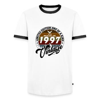 Eleganter Vintage: 1997 Retro Geschenk 1997 2025 - Männer Kontrast-T-Shirt - Weiß/Schwarz - Vorne - AI Model Female 172 light (172cm) & AI Model Male 178 dark (178cm)