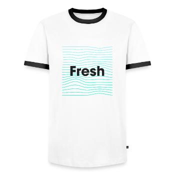 Frisch - Schwarz - Männer Kontrast-T-Shirt - Weiß/Schwarz - Vorne - AI Model Female 172 light (172cm) & AI Model Male 178 dark (178cm)