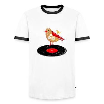 mechanischer Vogel - Männer Kontrast-T-Shirt - Weiß/Schwarz - Vorne - AI Model Female 172 light (172cm) & AI Model Male 178 dark (178cm)