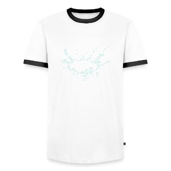Water splashing / Wasserspritzer (1c) - Men's Ringer Shirt - white/black - Front - AI Model Female 172 light (172cm) & AI Model Male 178 dark (178cm)