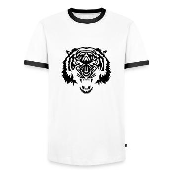 tiger tribal wild animal tiger 3 - Men's Ringer Shirt - white/black - Front - AI Model Female 172 light (172cm) & AI Model Male 178 dark (178cm)