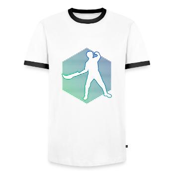 Jai Alai Pelota vasca Hommes Pelote Basque - T-shirt contrasté Homme - blanc/noir - Devant - AI Model Female 172 light (172cm) & AI Model Male 178 dark (178cm)