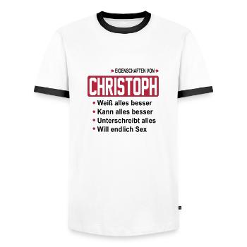 christoph - Männer Kontrast-T-Shirt - Weiß/Schwarz - Vorne - AI Model Female 172 light (172cm) & AI Model Male 178 dark (178cm)