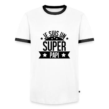 je suis un super papi - T-shirt contrasté Homme - blanc/noir - Devant - AI Model Female 172 light (172cm) & AI Model Male 178 dark (178cm)