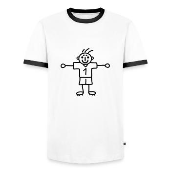 Torwart 1 - Männer Kontrast-T-Shirt - Weiß/Schwarz - Vorne - AI Model Female 172 light (172cm) & AI Model Male 178 dark (178cm)