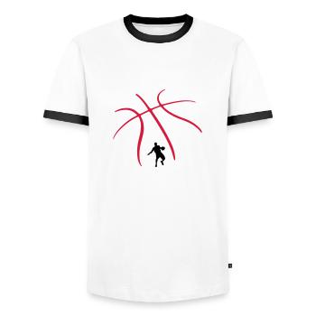 Basket-ball Basketball Basket - T-shirt contrasté Homme - blanc/noir - Devant - AI Model Female 172 light (172cm) & AI Model Male 178 dark (178cm)