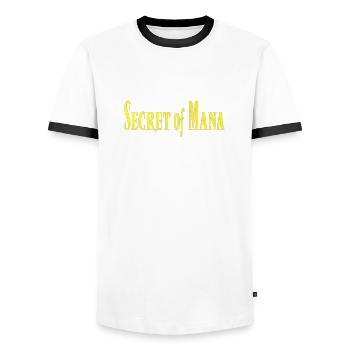 Secret of Mana Schriftzug - Männer Kontrast-T-Shirt - Weiß/Schwarz - Vorne - AI Model Female 172 light (172cm) & AI Model Male 178 dark (178cm)