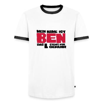 ben - Männer Kontrast-T-Shirt - Weiß/Schwarz - Vorne - AI Model Female 172 light (172cm) & AI Model Male 178 dark (178cm)