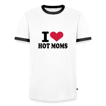 I love hot moms - Männer Kontrast-T-Shirt - Weiß/Schwarz - Vorne - AI Model Female 172 light (172cm) & AI Model Male 178 dark (178cm)