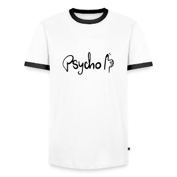 Psycho, pouce levé - T-shirt contrasté Homme - blanc/noir - Devant - AI Model Female 172 light (172cm) & AI Model Male 178 dark (178cm)