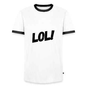 lol - Men's Ringer Shirt - white/black - Front - AI Model Female 172 light (172cm) & AI Model Male 178 dark (178cm)
