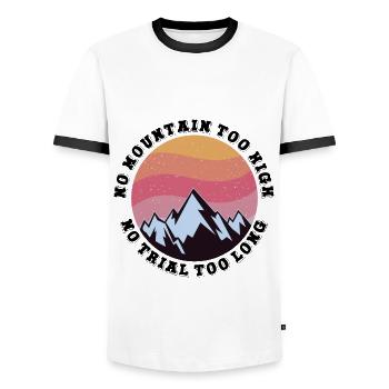 Kein Berg zu hoch, kein Weg zu lang - Männer Kontrast-T-Shirt - Weiß/Schwarz - Vorne - AI Model Female 172 light (172cm) & AI Model Male 178 dark (178cm)