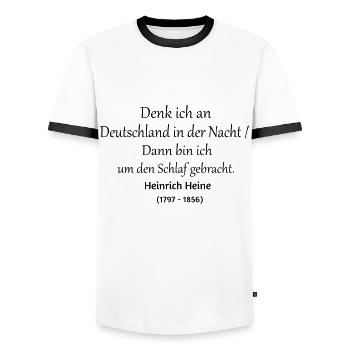 Heinrich Heine Deutschland in der Nacht - Männer Kontrast-T-Shirt - Weiß/Schwarz - Vorne - AI Model Female 172 light (172cm) & AI Model Male 178 dark (178cm)