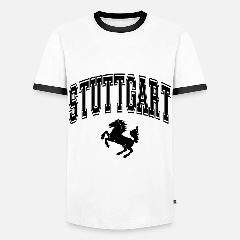 Stuttgart - Männer Kontrast-T-Shirt - Weiß/Schwarz