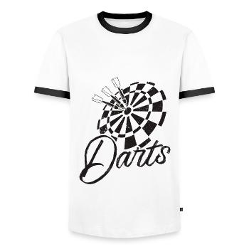 Dart Darts Player Flèches Cadeau Tranche Équipe - T-shirt contrasté Homme - blanc/noir - Devant - AI Model Female 172 light (172cm) & AI Model Male 178 dark (178cm)