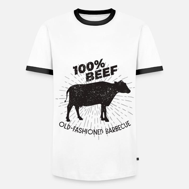 Grill Fleisch - Männer Kontrast-T-Shirt - Weiß/Schwarz