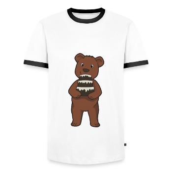 Gâteau d'ours - T-shirt contrasté Homme - blanc/noir - Devant - AI Model Female 172 light (172cm) & AI Model Male 178 dark (178cm)