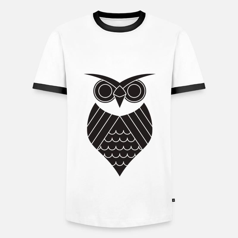Eule - Männer Kontrast-T-Shirt - Weiß/Schwarz