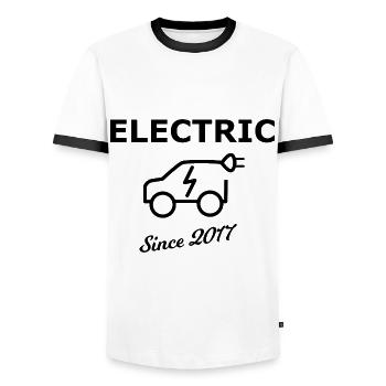 Voitures électriques 2017 - T-shirt contrasté Homme - blanc/noir - Devant - AI Model Female 172 light (172cm) & AI Model Male 178 dark (178cm)