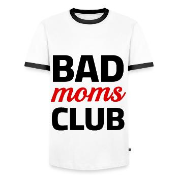 Bad Moms Club - Men's Ringer Shirt - white/black - Front - AI Model Female 172 light (172cm) & AI Model Male 178 dark (178cm)