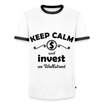 Der Börsen Investor - Männer Kontrast-T-Shirt - Weiß/Schwarz - Vorne - AI Model Female 172 light (172cm) & AI Model Male 178 dark (178cm)