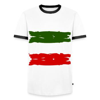 The Italians - Men's Ringer Shirt - white/black - Front - AI Model Female 172 light (172cm) & AI Model Male 178 dark (178cm)