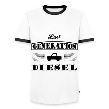 The last diesel generation - Men's Ringer Shirt - white/black - Front - AI Model Female 172 light (172cm) & AI Model Male 178 dark (178cm)