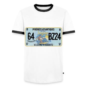 Willkommen in Biarritz - Männer Kontrast-T-Shirt - Weiß/Schwarz - Vorne - AI Model Female 172 light (172cm) & AI Model Male 178 dark (178cm)