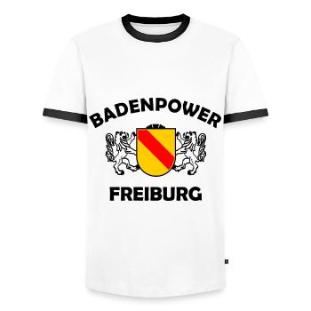 Funny Freiburg Baden sayings - Men's Ringer Shirt - white/black - Front - AI Model Female 172 light (172cm) & AI Model Male 178 dark (178cm)